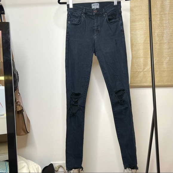 AGOLDE Sophie High Rise Distressed Skinny Jeans in Ruthless - Picture 2 of 8